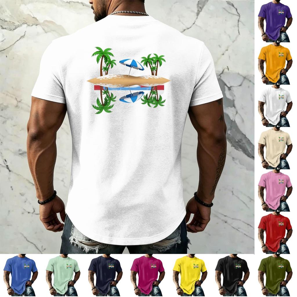 Men's Vintage Texture Print Short Sleeve T Shirt Loose Fit Casual Summer Daily Top Crew Neck Lightweight Breathable Fabric