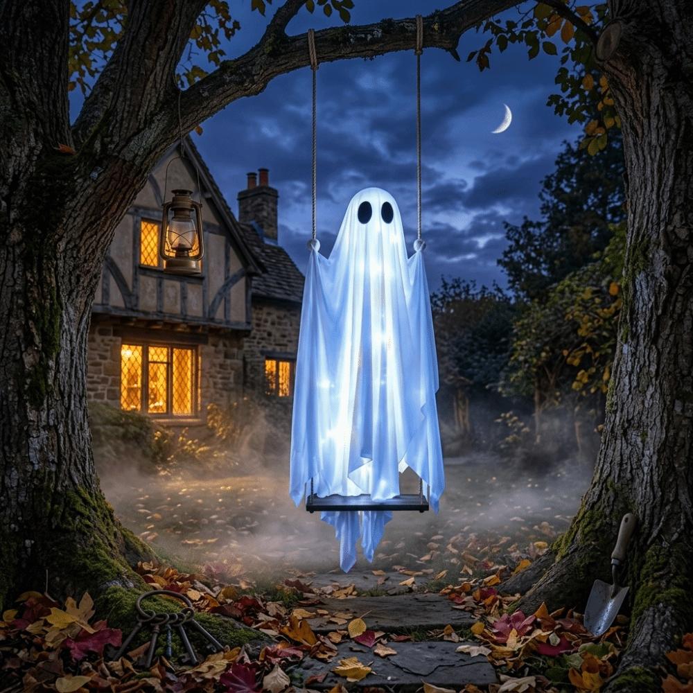 Gruseliger Leuchteffekt Halloween Geist Schaukel Geister Schaukelset Türrahmen Hängedeko