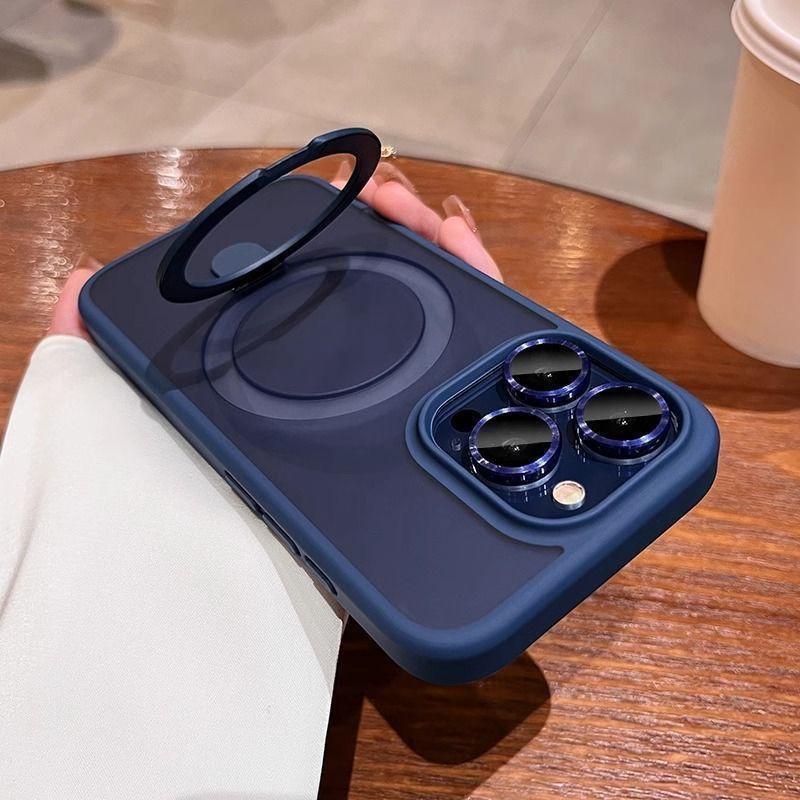Phone Case for Apple iPhone 16 Pro Max - Silicone Rotating Stand Holder Creative Shockproof Full Cover for iPhone 16/15/14/13/12/11/Pro/Plus/ProMax