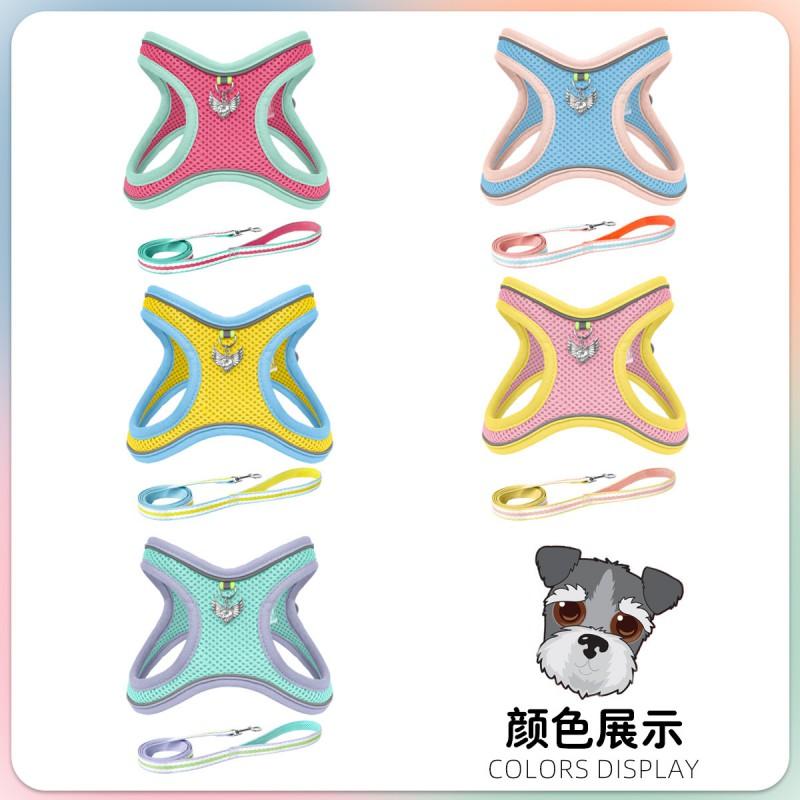 Adjustable Dog Harness Vest With Reflective Stripes Breathable Mesh Small Dogs Like Schnauzer Bichon Frise Outdoor Walking