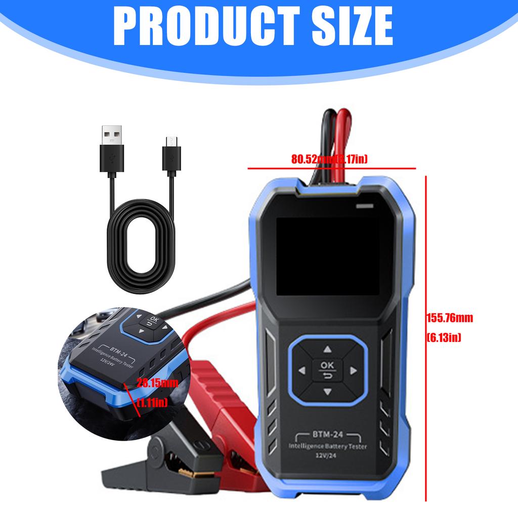 Multiple Automotive Battery Load Tester 2.4Inch Display Real Time Voltage Analysis For Car Truck Motorcycle Maintenance