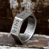 New 316L Stainless Steel Hexagon Viking Ring For Men Nordic Runes Biker Jewelry Cool Gift