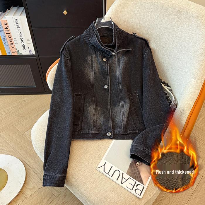 Ретро-тренд «Американская горячая девушка» 2025: Универсальная свободная джинсовая куртка в гонконгском стиле One Size