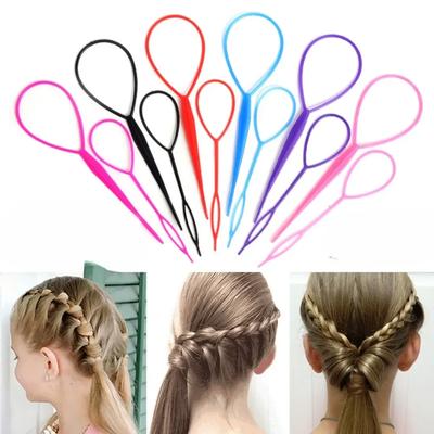 2Stk/Set Kunststoff Pferdeschwanz-Creator Schlaufe Pony Topsy Tail Clip Haarschmuck Flechtwerkzeug Styling-Tool für Frauen Mädchen Schwarz Neu
