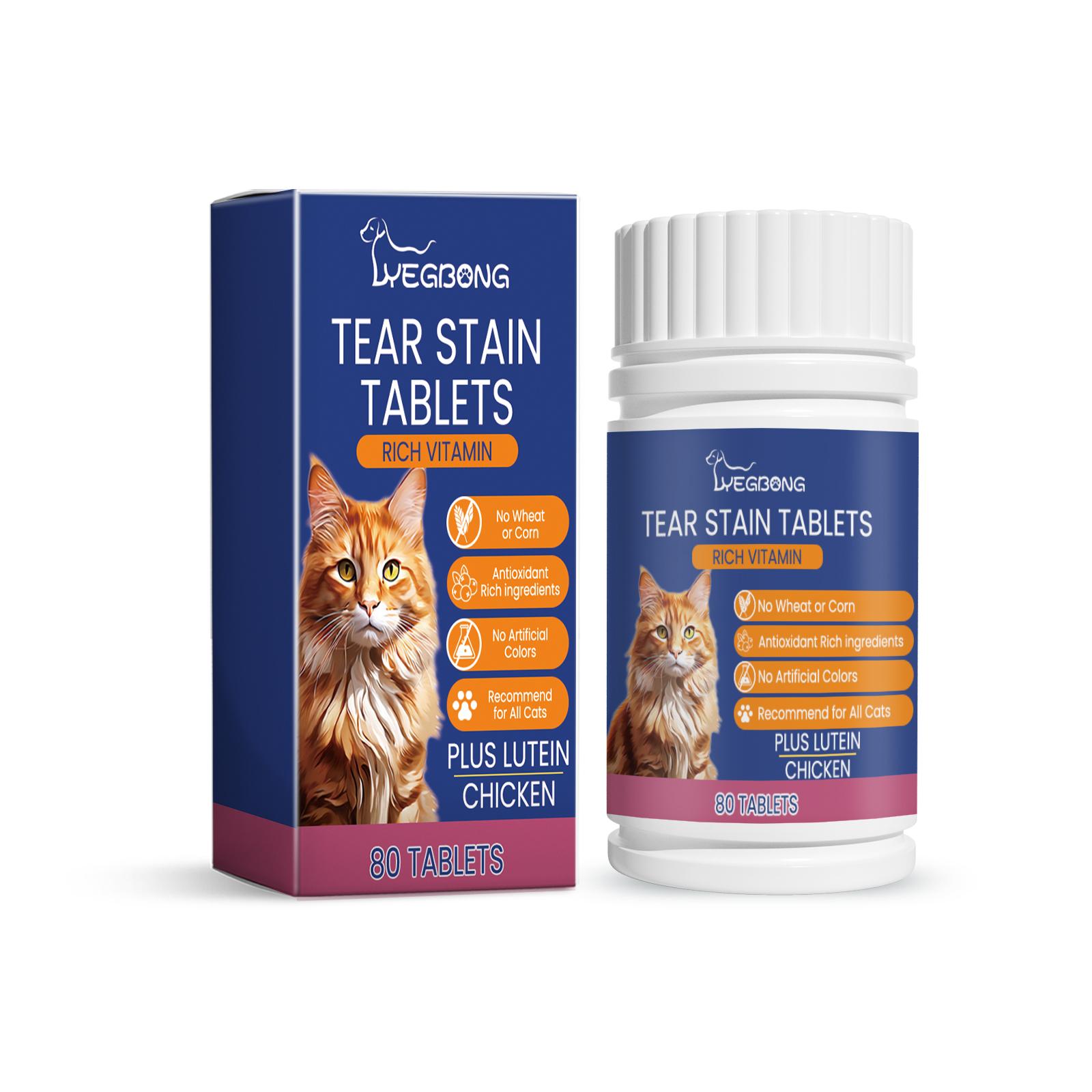 

YEGBONG Таблетки для удаления слезных пятен для кошек Пищевая добавка для домашних животных Таблетки для удаления слезных пятен для кошек Увлажняют оба глаза