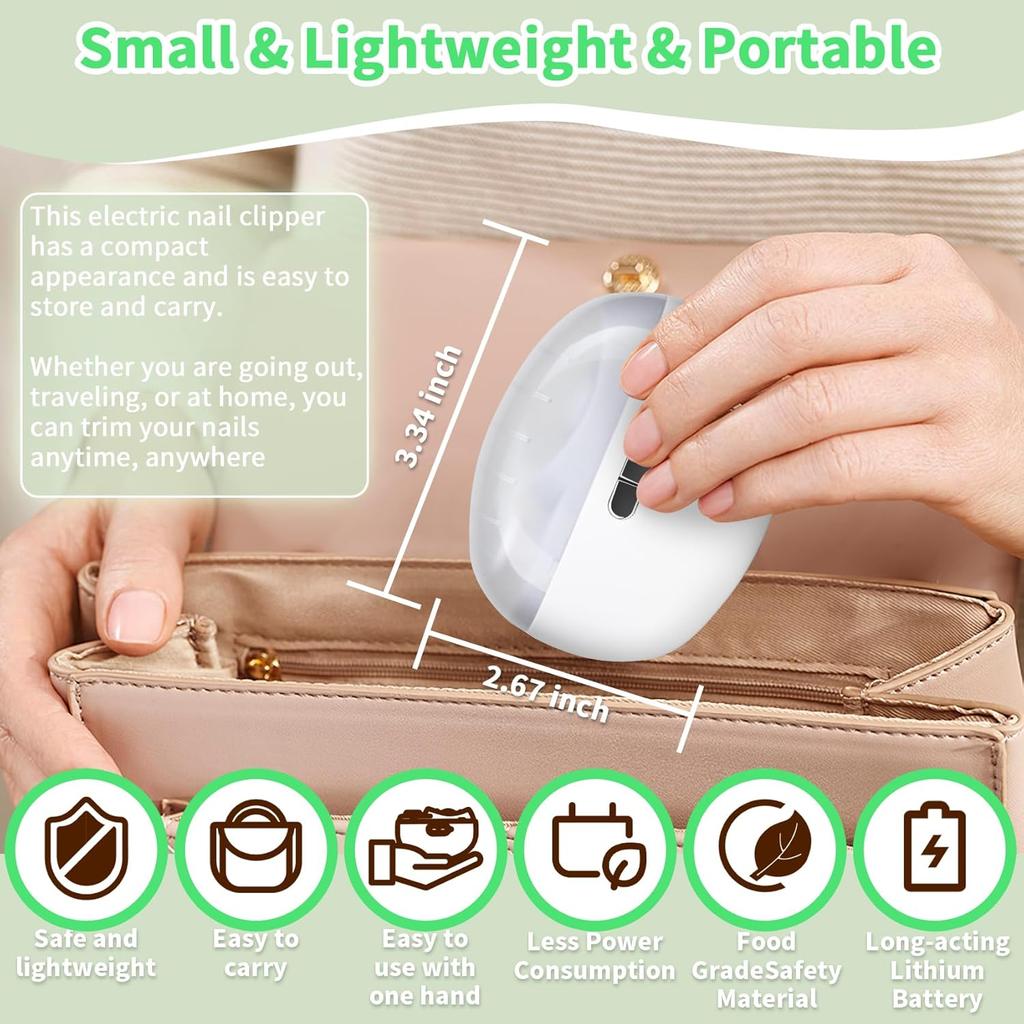 2-in-1 Electric Nail Clippers, Upgrade Electric Nail Clippers for Seniors or Babys, Automatic Electric Polishing Nail Clipper