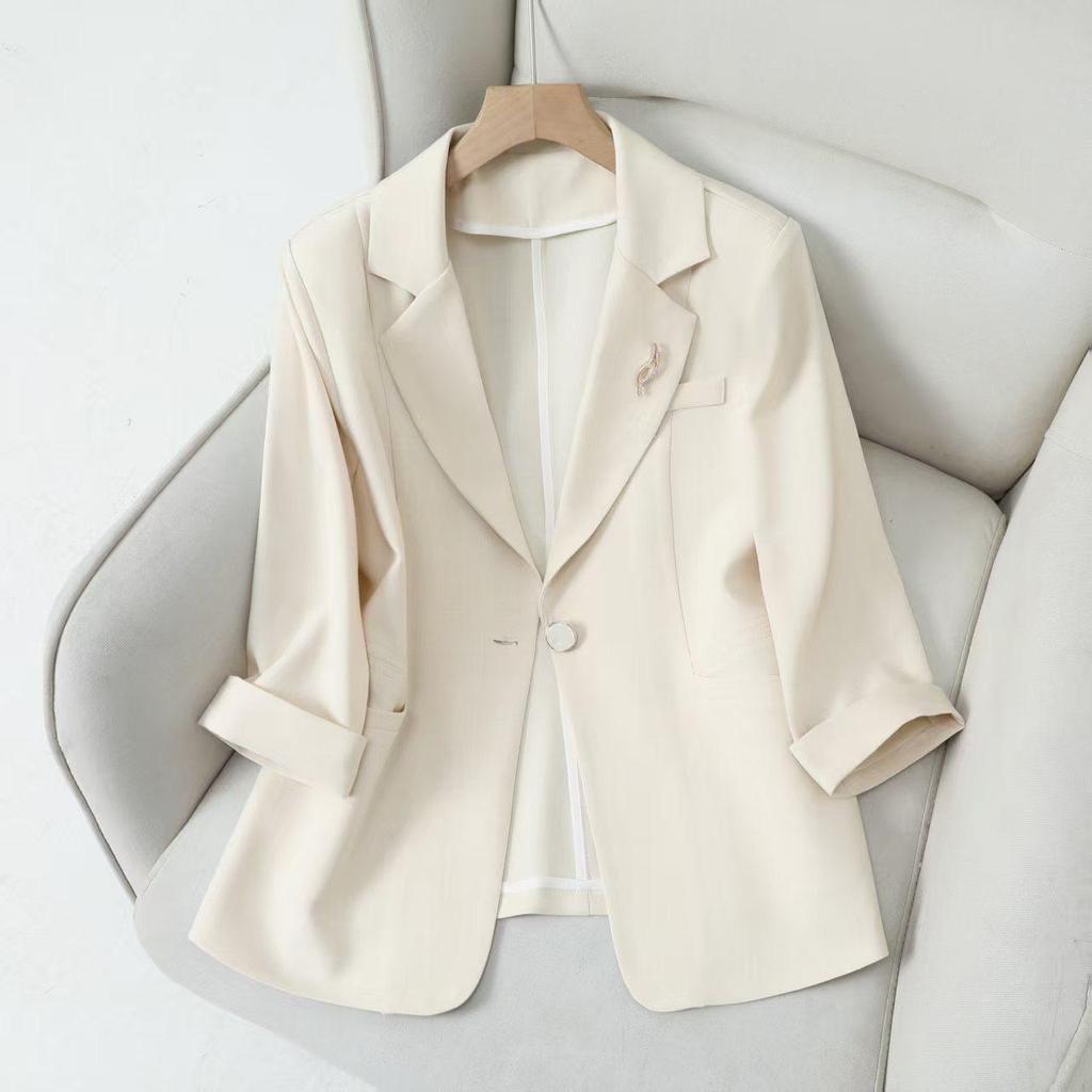 Women's Summer Seven-Sleeve Casual Blazer 2025 - Popular One-Button Jacket