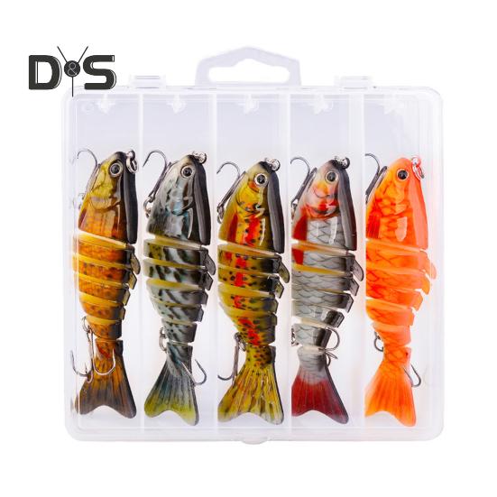 3/5 Stück 10 cm/15,5 g Mehrgelenk-Angelköder mit Haken, realistischer 7-teiliger Swimbait aus Kunststoff, künstlicher Köder, Süßwasser-/Salzwasser-Angelzubehör