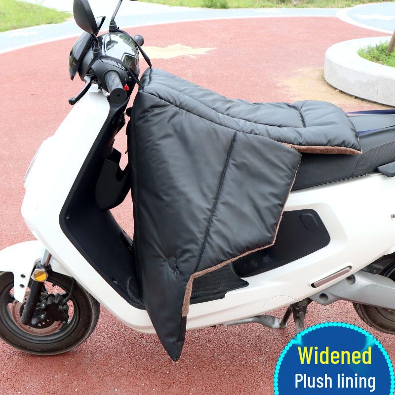 Split Type Winter Fleece Lined Waterproof Windshield Cover with PU Leather Leg Protector and Extra Thick Windproof Design
