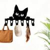 Black Cat Key Holder Wall Mounted Iron Key Rack with 6 Hooks Animal Lover Gift for Home Decor