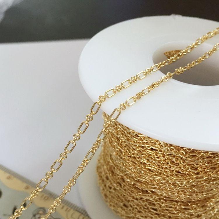 Gold Filled 3+1 Round Cable Rectangular Chain for Jewelry Making Bracelet Necklace Bulk Chains