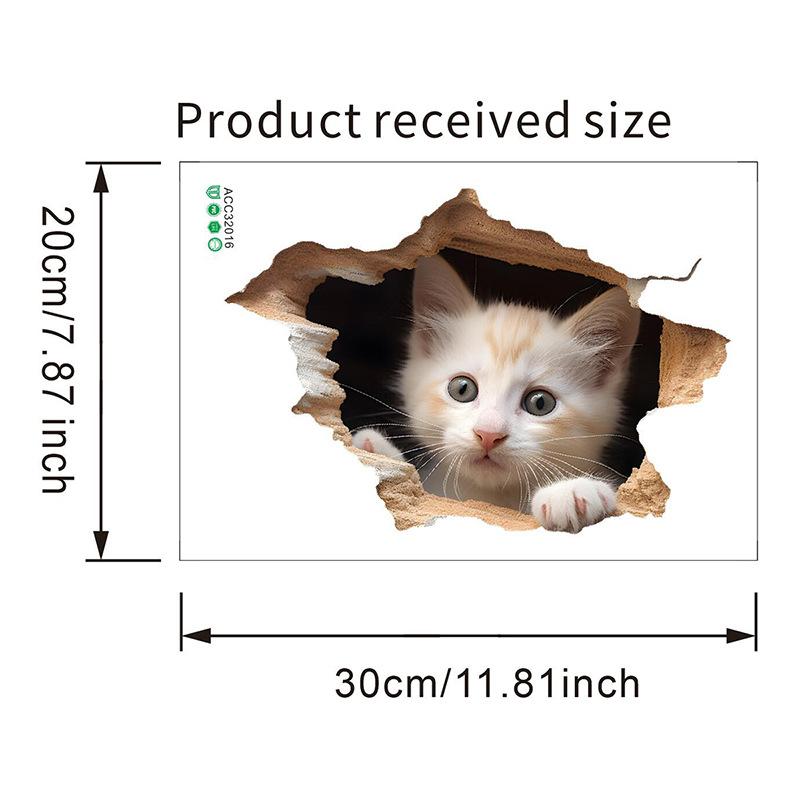 Peek-a-Boo Cat Animal Toilet and Wall Sticker Set Waterproof Self-Adhesive Removable Decal for Bathroom WC Decoration