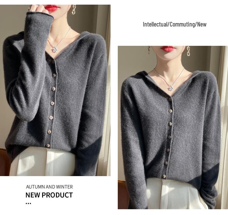 Women's Hooded Cardigan: Autumn/Winter, Knitted, Loose Fit, Versatile, Lazy Style