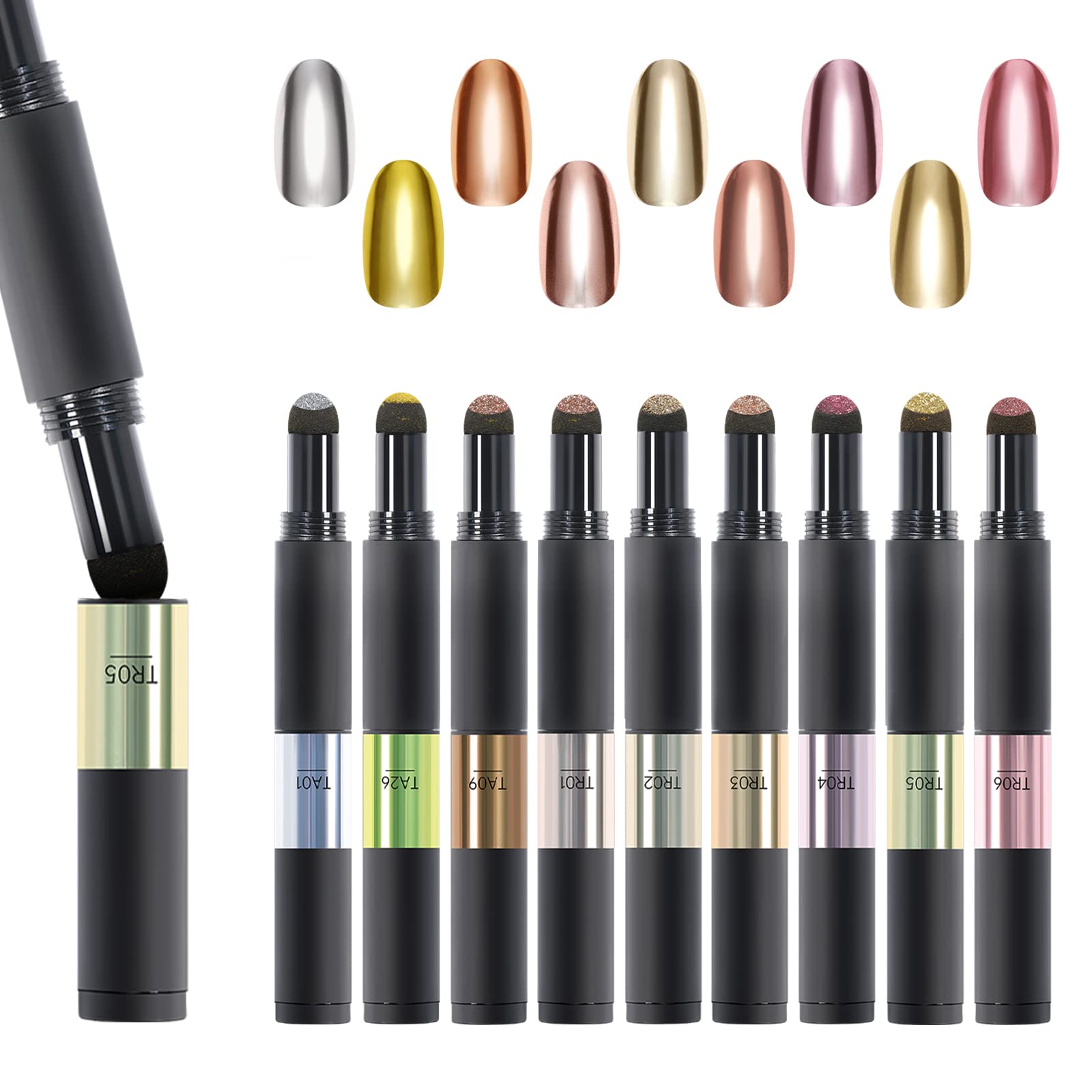 Gel Nail Mirror Powder Double Color Magic Powder Mirror Powder Nail Nail Compatible Stick-Type Pen, Pen, Powder, Art, Art, Powder, UV/LED (TR05 &