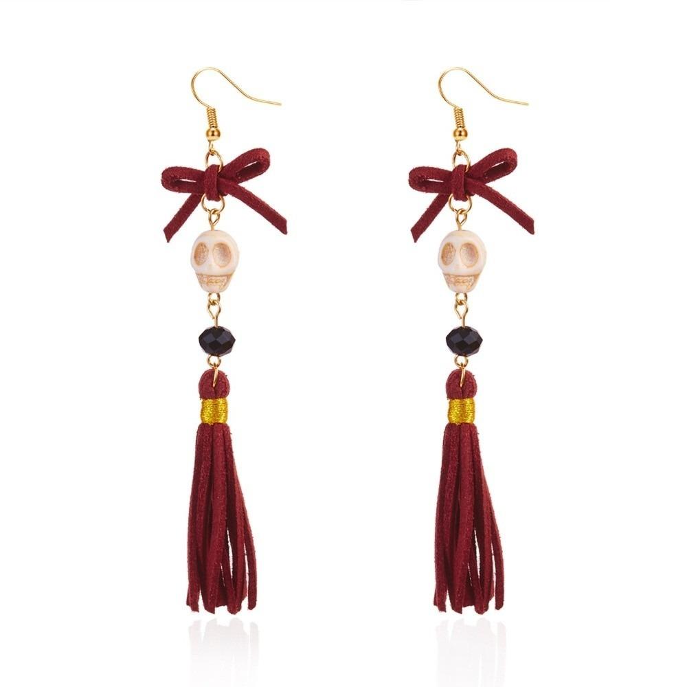 Tassel Halloween Earrings Rice Bead Ear Jewelry Accessories Fashion Skull Drop Earring Hipster