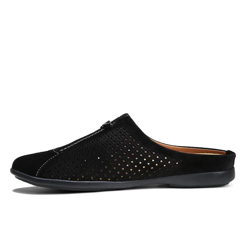Suede Leather Casual Half Shoes For Men Breathable Men's Slippers Brand Summer Designer Man Shoes Hollow Out Loafers Male Shoes