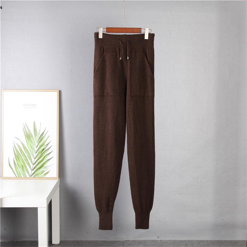 Hirsionsan Ležérní měkká pletená souprava Dámské 2021 Podzim Zima Svetr & Mrkvové kalhoty 2 kusy Dámský outfit Tepláky Haremové kalhoty