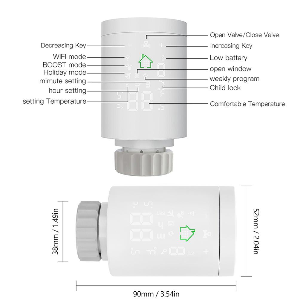 Tuya ZigBee Smart TRV Thermostat Actuator Radiator Valve Programmable Temperature Controller For Alexa Google Home Voice Control