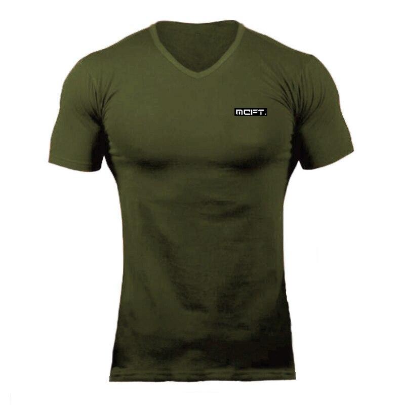 Muscleguys Men’s Soft and Comfortable Cotton Tee Summer Gym Clothes Short-sleeve Streetwear V-neck Bodybuilding Graphic T Shirts