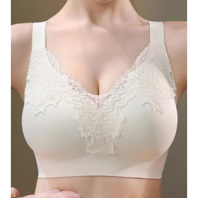 Women Plus Size Lace Bra No Underwire Push Up Support