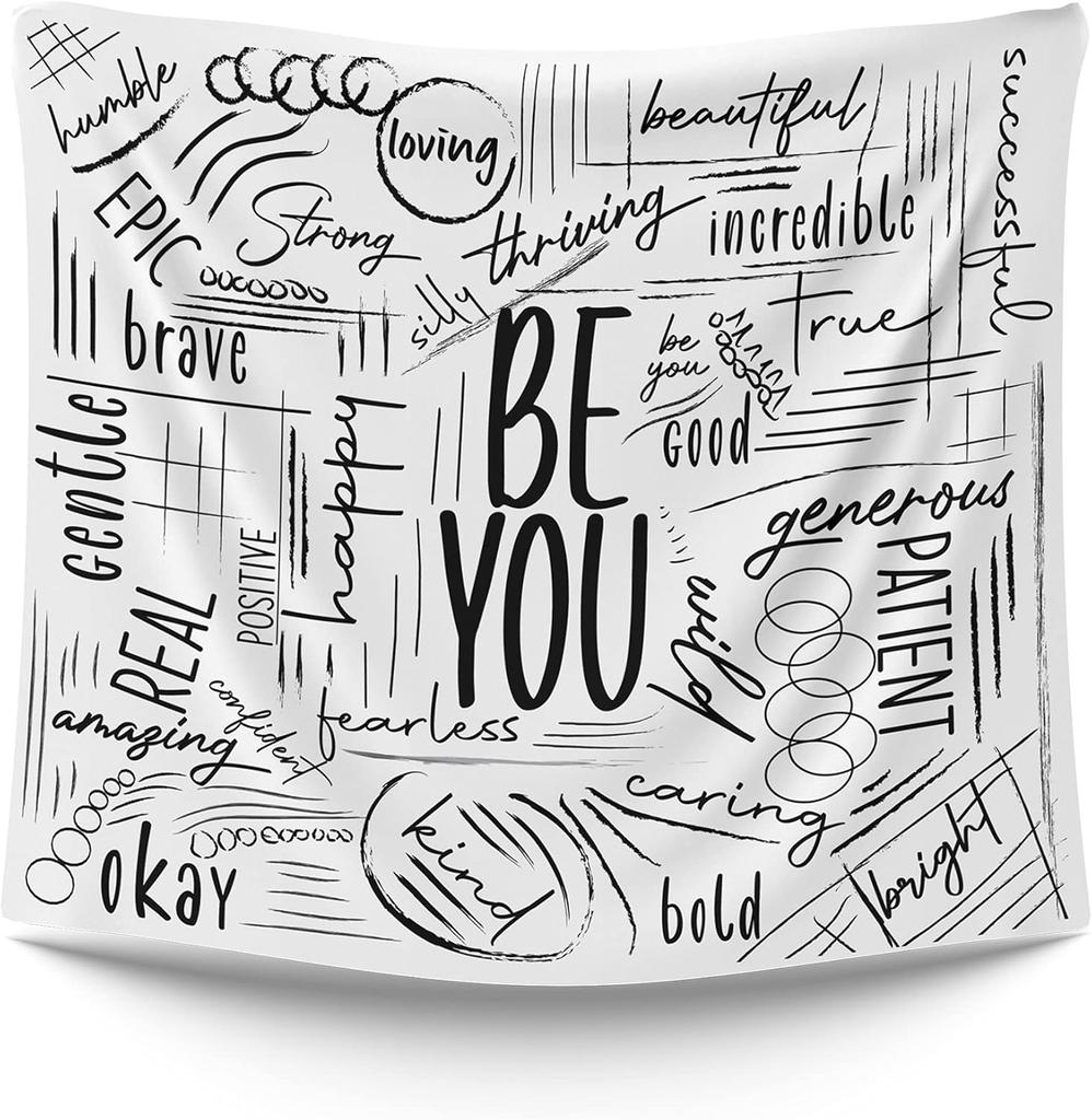 Black Tapestry Wall Hanging, Extra Large for Bedroom, Classroom, Dorm Room Decorations, Motivational Inspirational - 79L x 59H