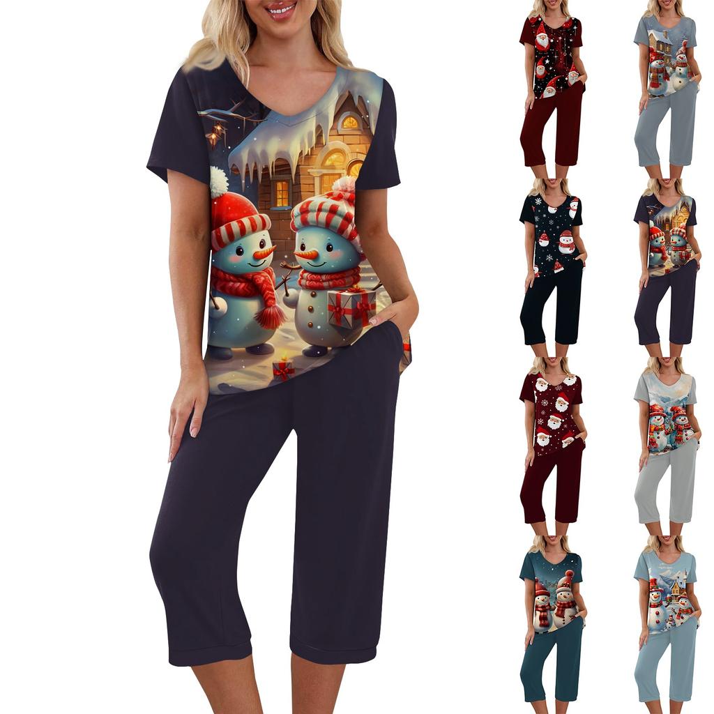 2dílné sady pro ženy Léto s krátkým rukávem a kalhotami s kapsami Sady na cvičení soft