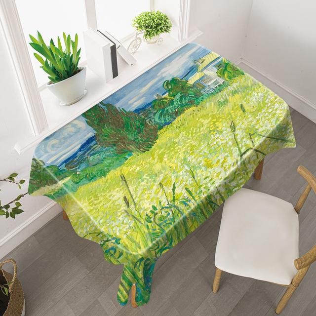 Van Gogh Starry Sky Tablecloth Light Luxury Oil Painting Art Studio Sunflower Famous Painting Waterproof Table Mat Tablecloth