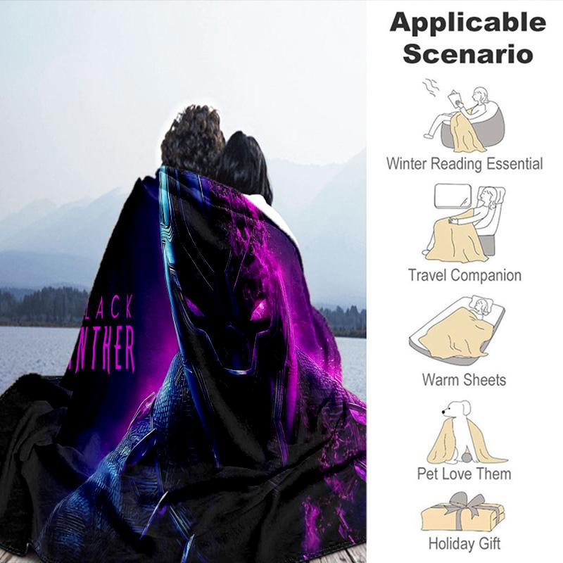 Black panther Blanket Flannel Throw for Sofa, Travel, Camping, Livingroom, Office, Chair and Bed Soft and Warm Holiday Birthday gifts