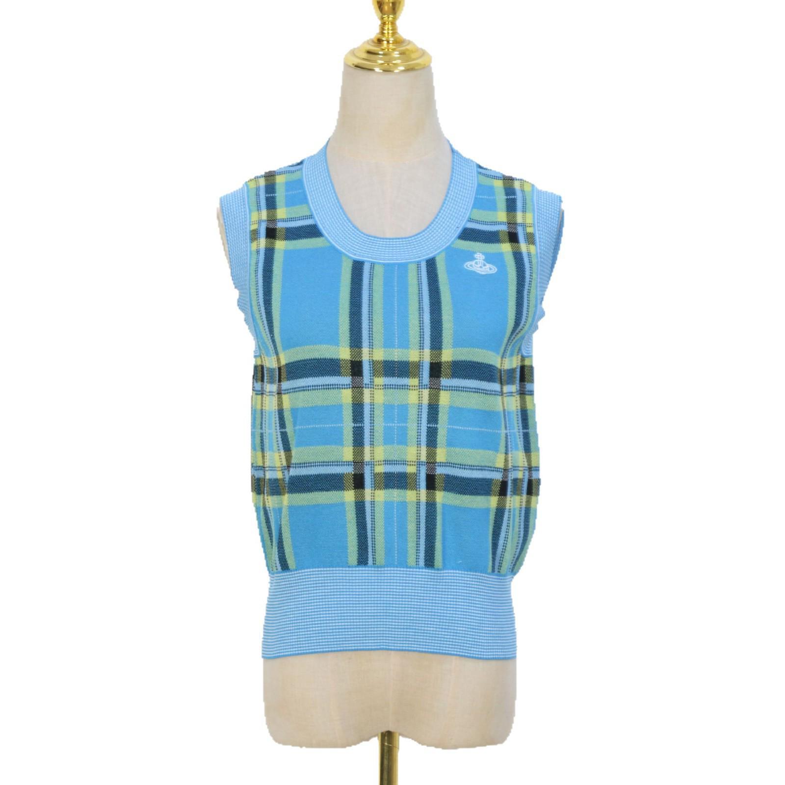 

Korean V-Neck Sleeveless Knit Top: Saturn Color Block & Plaid Design S