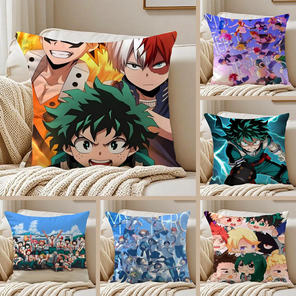 Inspirational Dynamic MMy Hero Academias Cushion Cover Pillowcase Antidustmite Invisible Zipper Short Plush Sofa Cushion