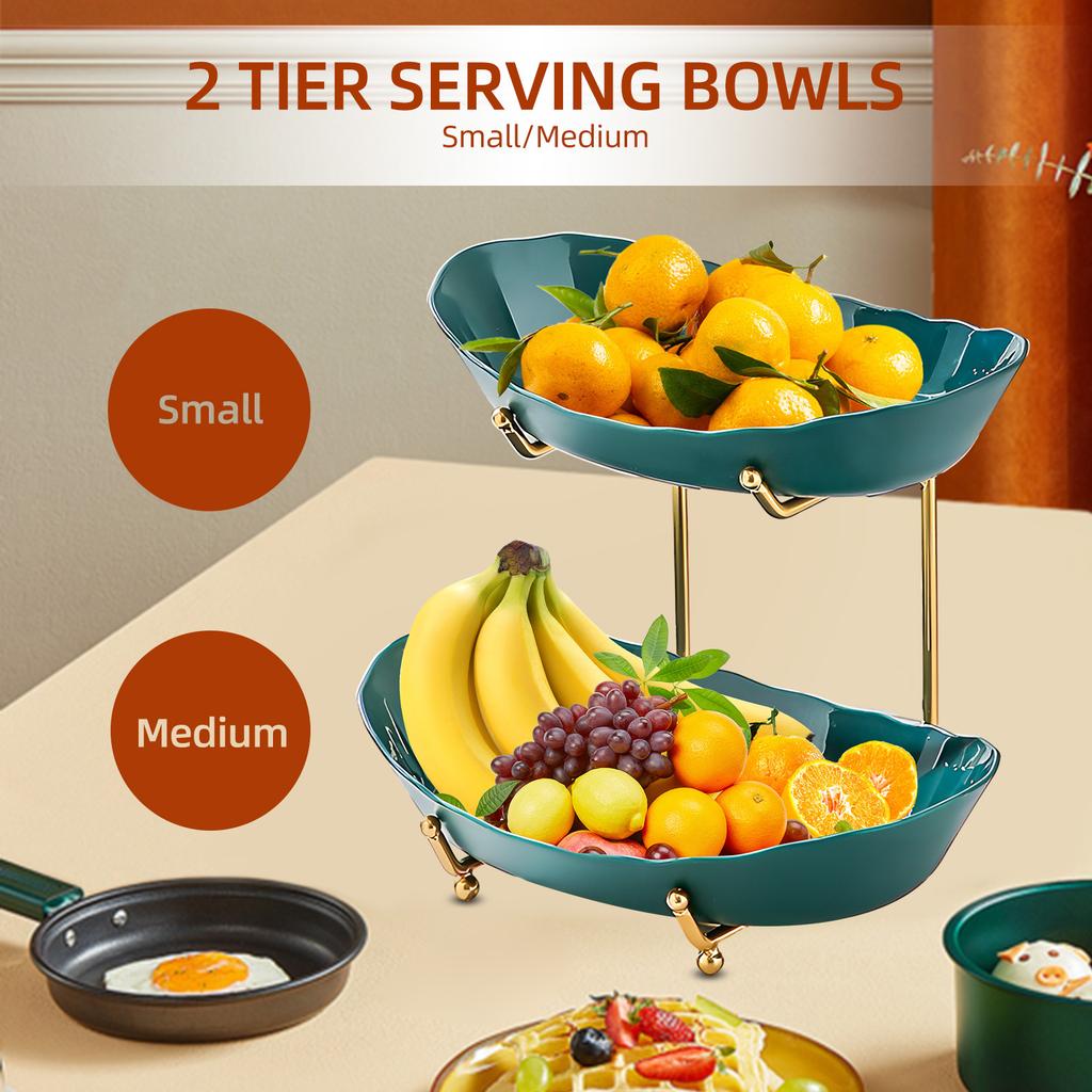 Fruit Bowl for Kitchen Counter 3 Tier Acrylic Fruit Basket with Serving Bowls and Metal Stand Tiered Serving Bowls for Fruit Vegetable Storage Snack C