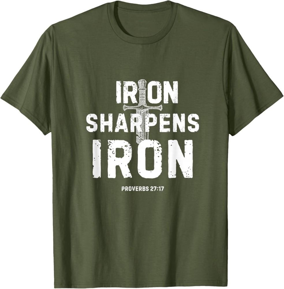 Iron Sharpens Iron Proverbs 27.17 Christian Sword Design T-Shirt S