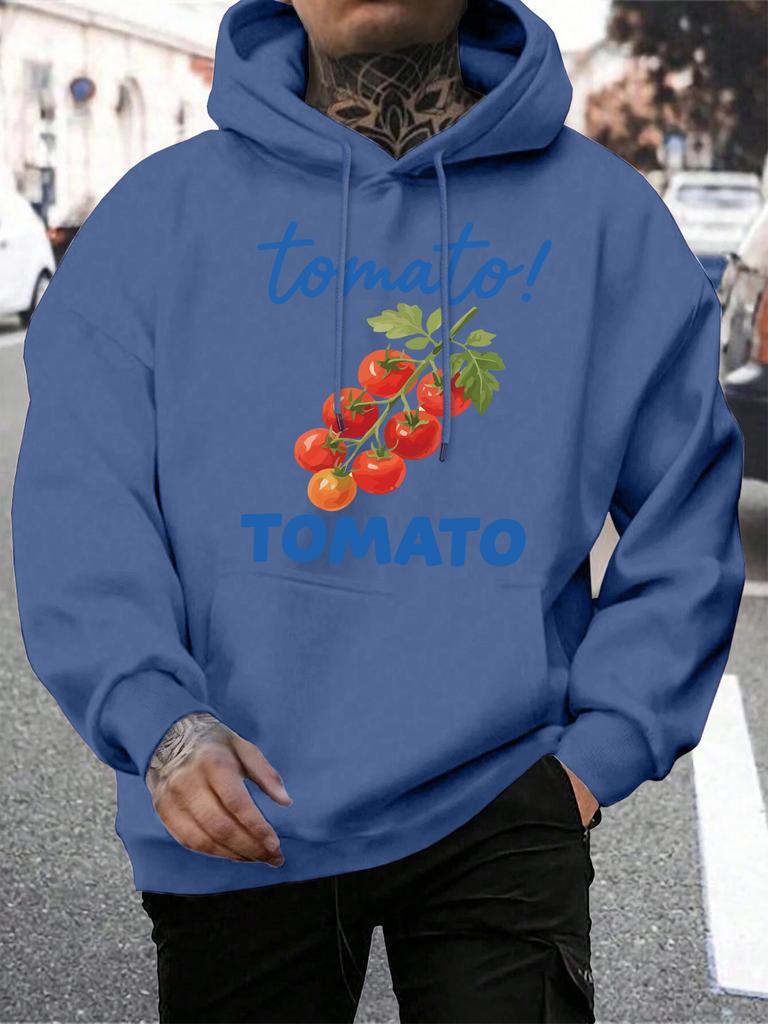 Fresh Sweet Fruit Tomato Printing Mens Hoody All-Match Autumn Hoodies Fleece Hip Hop Male Sportswear Pocket Loose Man Clothing