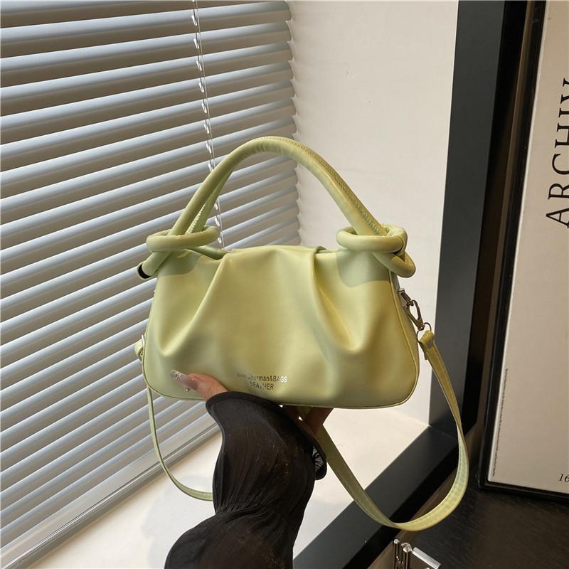 Chic Minimalist Pleated Faux Leather Shoulder Bag, Women's Small Crossbody Handbag with Magnetic Snap Closure, Trendy Daily Commute Tote