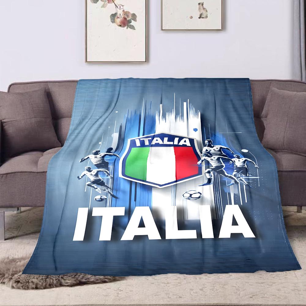 Italy Soccer Team Graphic Design Patterned flannel blanket perfect for the bedroom living room, sofa, or a little nap