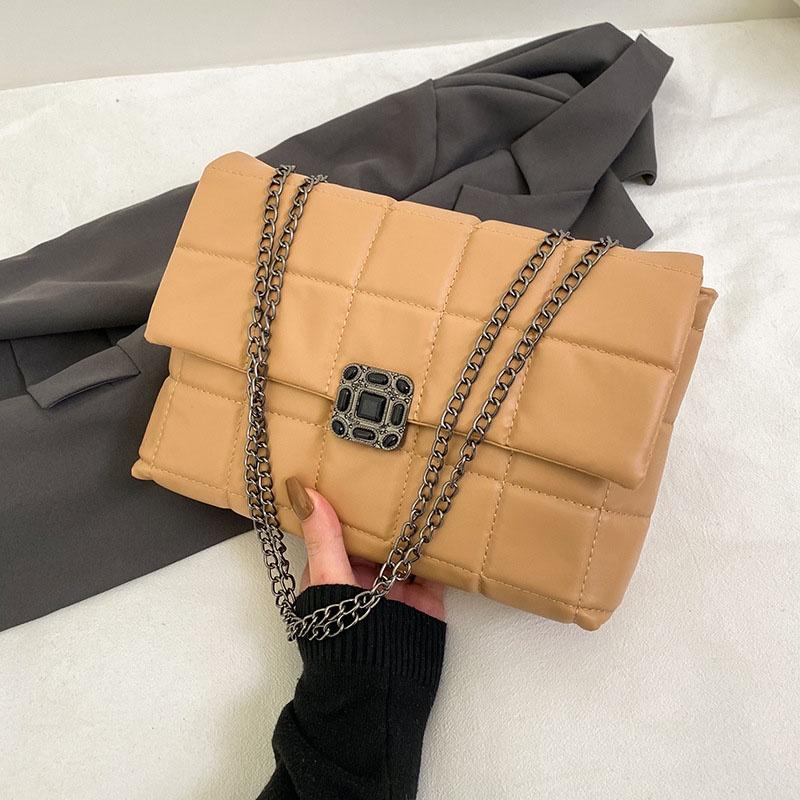 IELGY Vintage Lock Rhombus Chain Bag Women's One Shoulder Messenger Bag