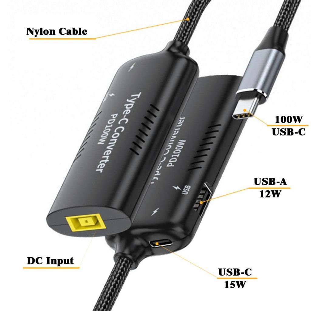 Chenyang USB C Power Rectangular Power Supply for Thinpad X1 USB C 15W Type C and 12W Type A PD Emulator Trigger Charging Cable Adapter Included