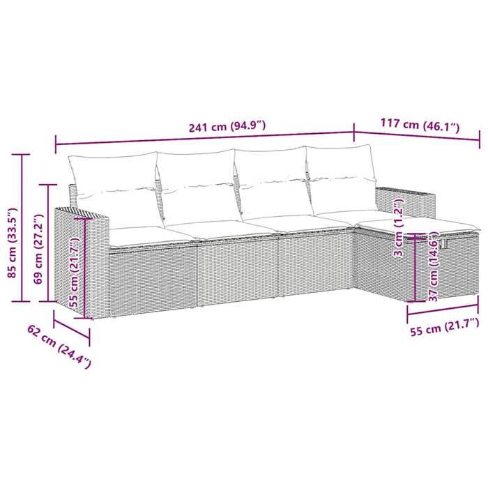 VidaXL Salon de jardin avec coussins 5 pcs marron résine tressée 3325370