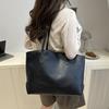 Large capacity women's bag casual new trendy fashion shoulder tote bag solid color simple handbag