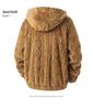 Men's European Size Hooded Fleece Zipper Jacket - Trendy Autumn/Winter Imitation Lamb Wool Coat