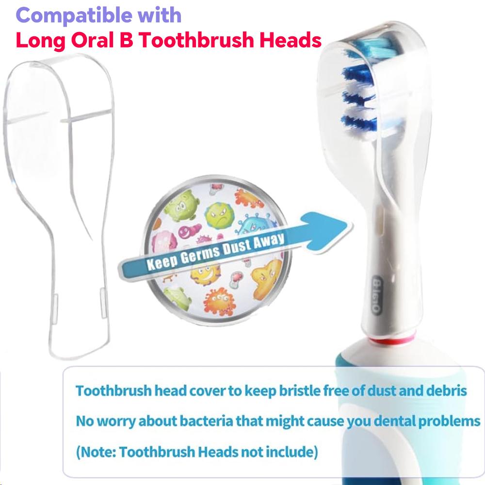 Toothbrush Heads Dustproof Covers for Oral B Long Dual-Head Electric Toothbrush, Protective Cover Cap for Oral B Long Brush Head