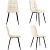 Dining Chair (4 pcs), Beige, Set of 4 Upholstered Design Chairs with Backrest, Velvet Seat, Metal Frame