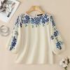 ZANZEA Women Casual Round Neck Floral Print Loose 3/4 Sleeve Blouse