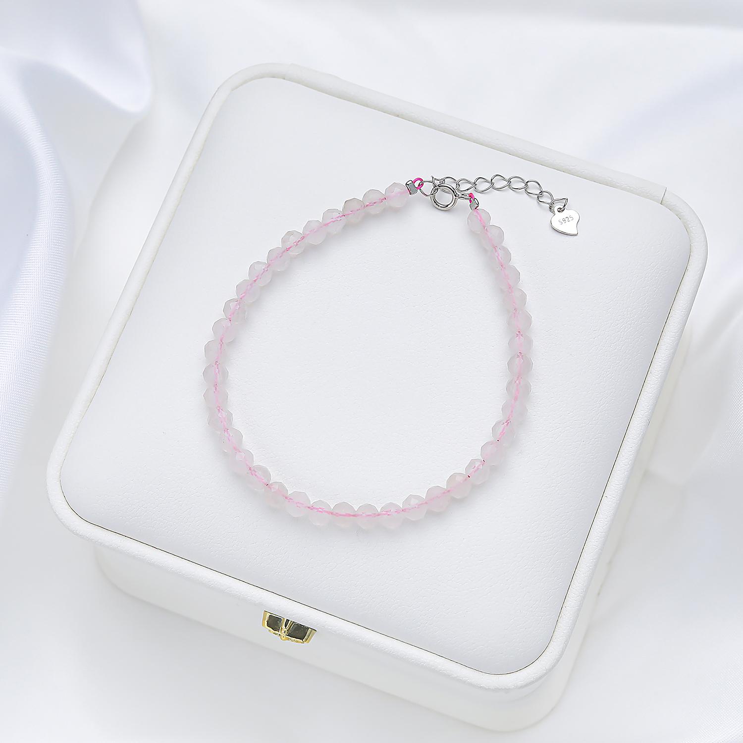 

Браслеты ручной работы из натурального камня Турмалина 4 мм на руке для женщин Подарок Свадебная вечеринка Бижутерия 925 Серебро Аметистовые браслеты 16-19cm розовый кварц