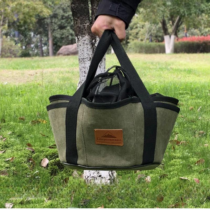 Multifunctional Oven Canvas Storage Pouch Portable Storage Bags Outdoor Cooking Utensils Organizer BBQ Tools Storage Bag