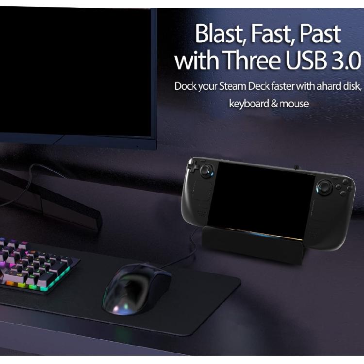6 In1 Steam- Deck Dock with HDMI2.0 4K@60Hz Gigabit-Ethernet 3 USB 3.0 Port