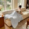 Solid Color Air-Conditioning Comforters Thin Breathable Sofa Throw Blanket Summer Quilt  Camping
