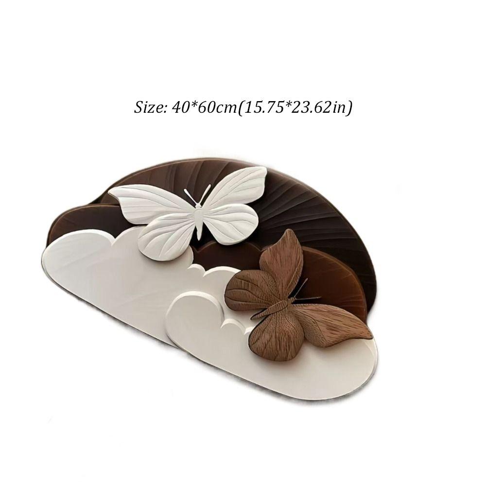 Saugfähige Badezimmermatten 3D Realistische Fußmatte Blume Schmetterling Badematte für Badezimmer Schlafzimmer