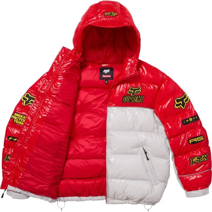 Supreme Fox Racing Shiny Down Puffer Jacket Red
