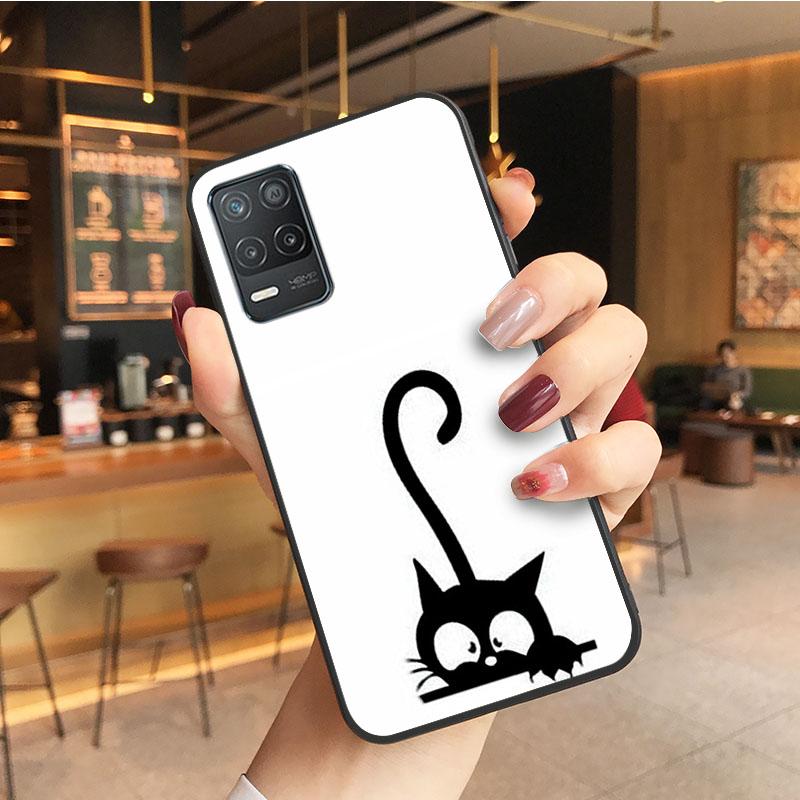 Black Cat Case for OPPO Realme GT 2 Pro X2 Pro XT C25S 8 7 6 Pro 6i Realme GT Master C3 C21 C21Y C11 X3 SuperZoom